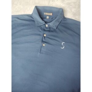 Peter Millar Summer Comfort Sebonack Golf Club Blue‎ Polo Shirt Mens XL Stretch